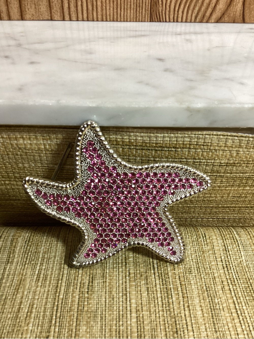 Pink Rhinestone Starfish Belt Buckle